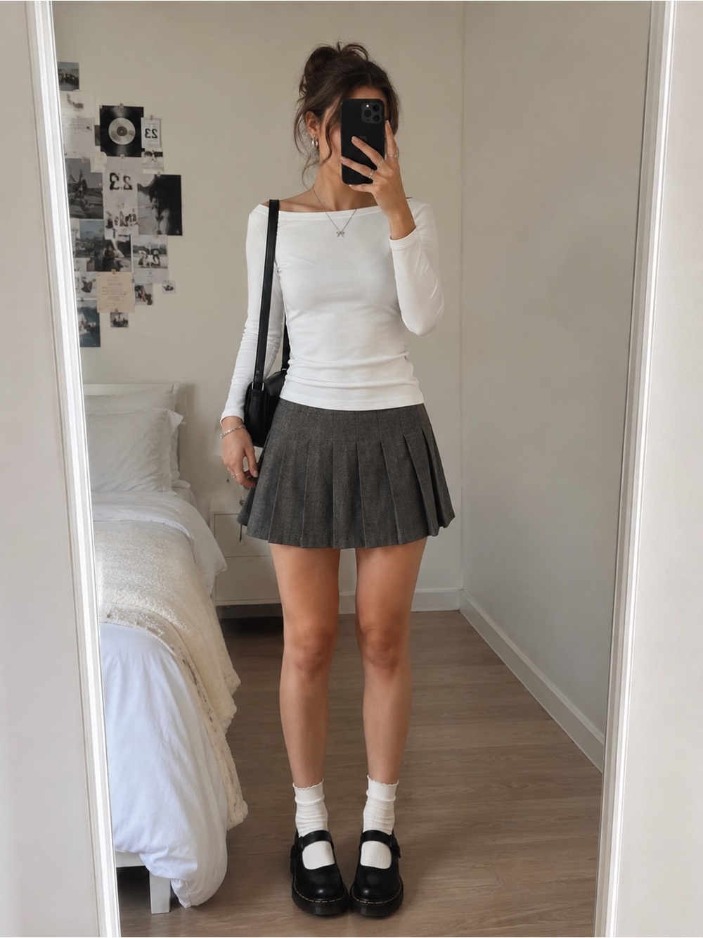Women's White Boatneck Long-Sleeve Top
